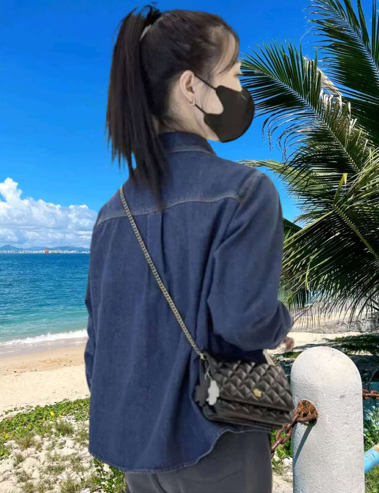 Blue Fleece-Lined Thick Denim Shirt Jacket for Women Winter Layering - Image 3