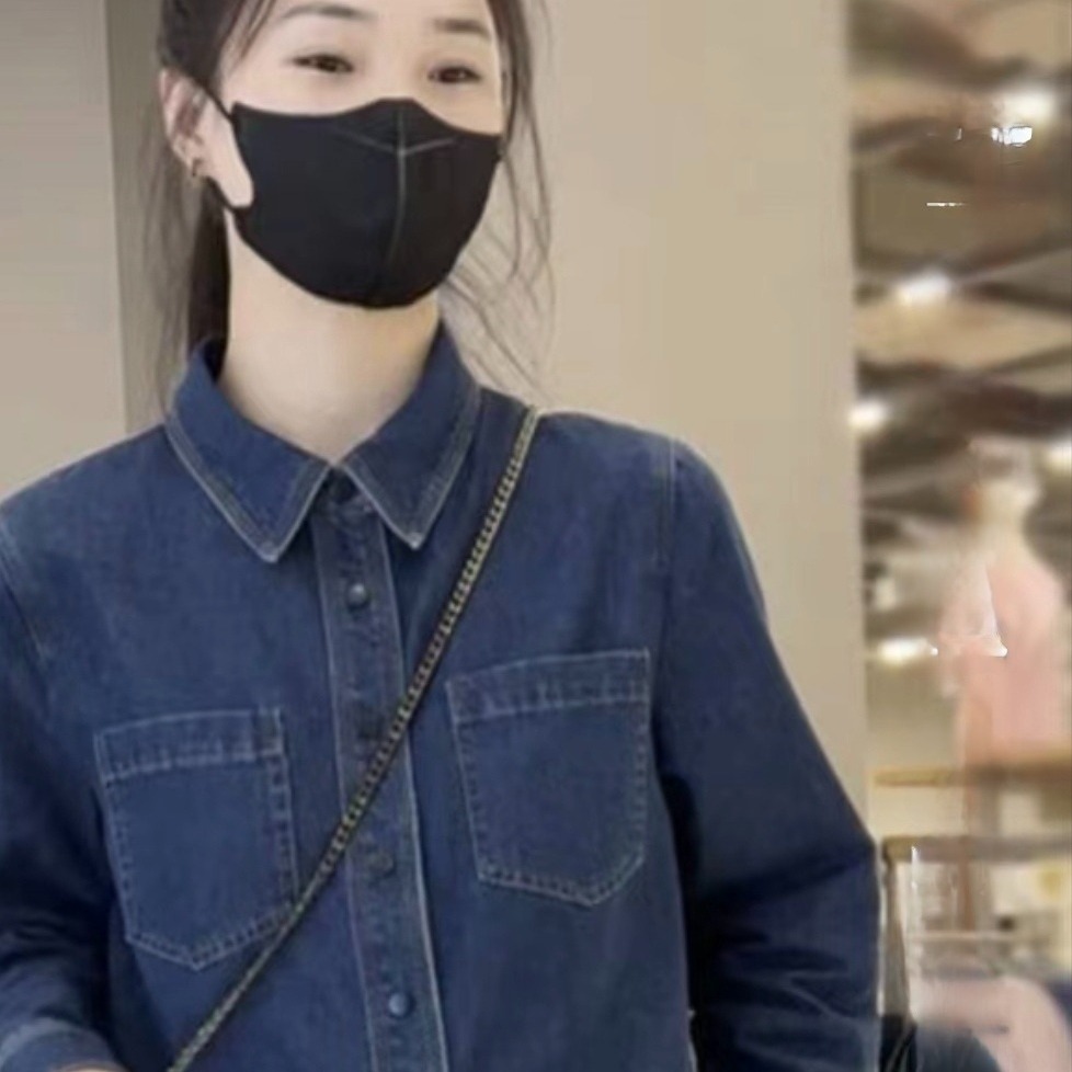 Blue Fleece-Lined Thick Denim Shirt Jacket for Women Winter Layering - Image 5