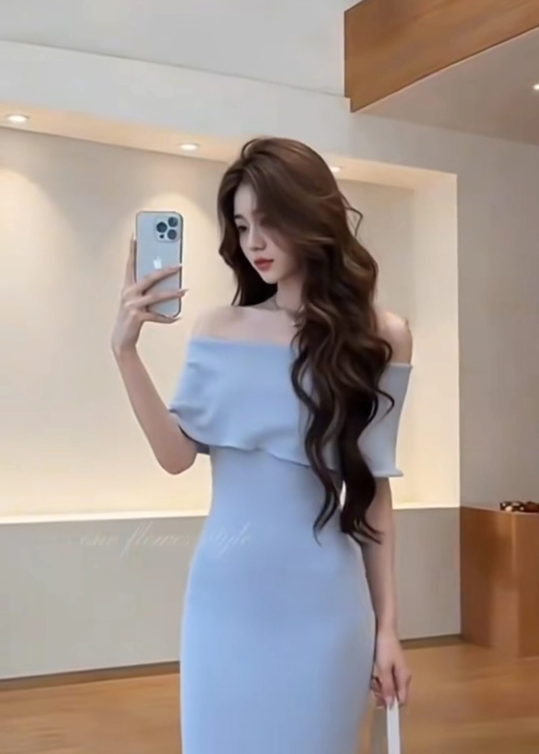 Blue Off-Shoulder Knit Bodycon Dress for Women 2026 Summer Slim Fit Long Party Dress - Image 4
