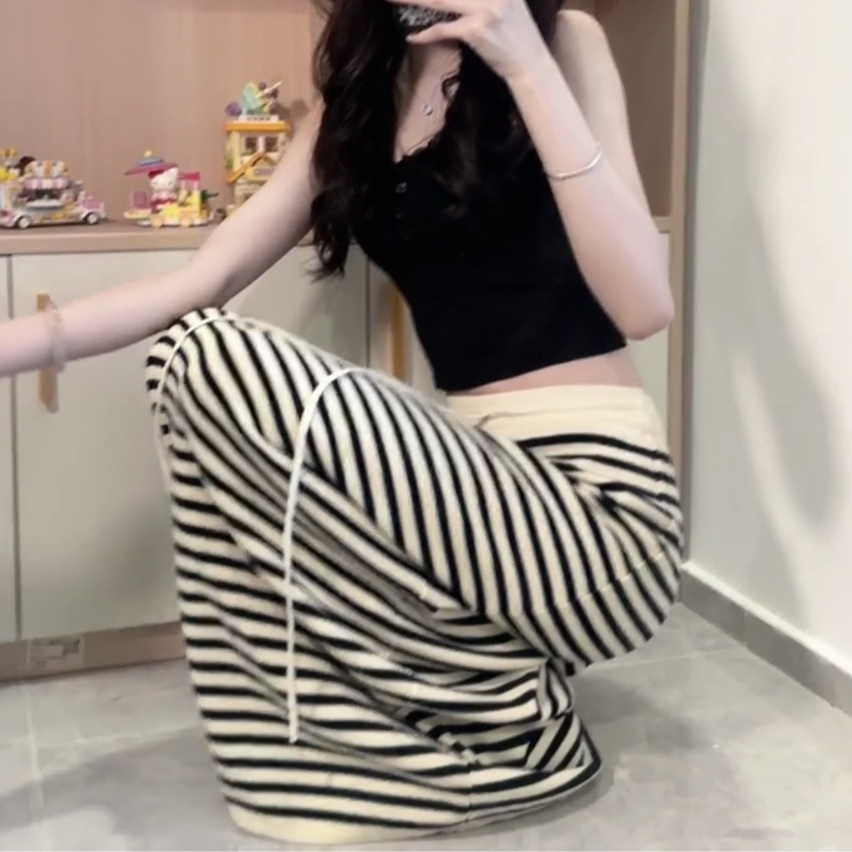 Women's Summer Lyocell Striped Knit Straight Midi Skirt - Image 5